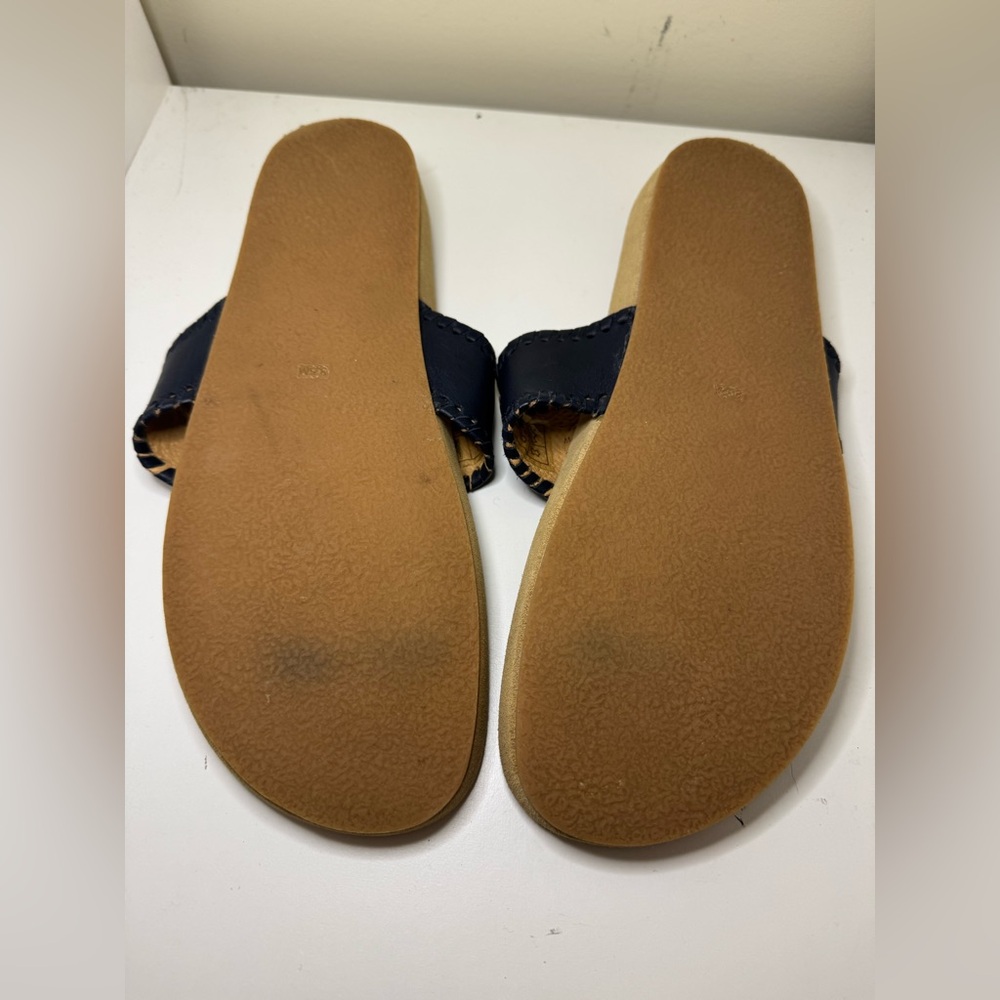 Jack Rogers Jacks Comfort Sandals Size 8.5 Navy Blue Leather Slides Thongs - Picture 5 of 7